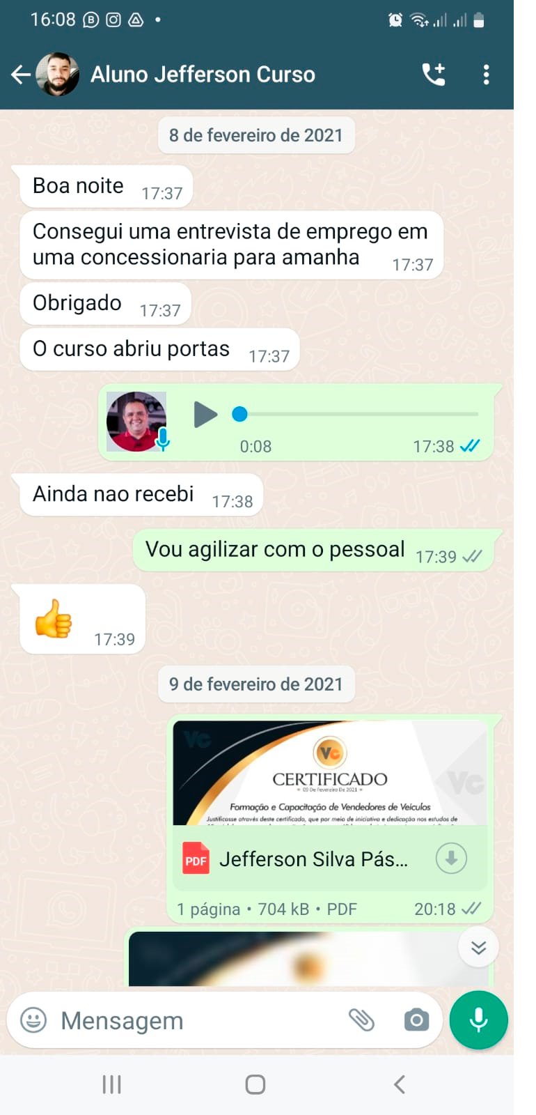 Print Depoimento Aluno 3